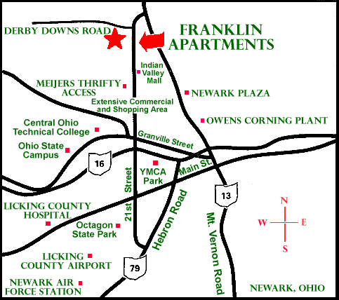 Map of area where Franklin Apartments are located
